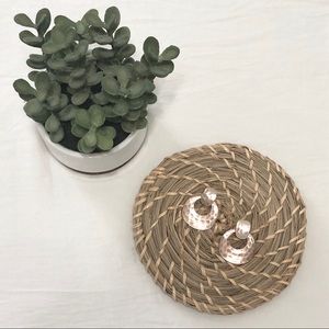 Rose Gold Toned Hammered Dangling Stud Earrings